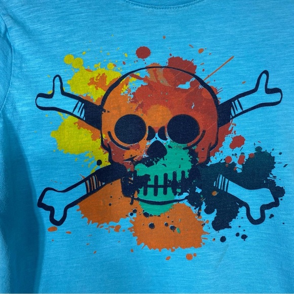 Rustic Blue Boy’s Cyan Skull & Crossbones Short Sleeve Tee - Picture 2 of 6